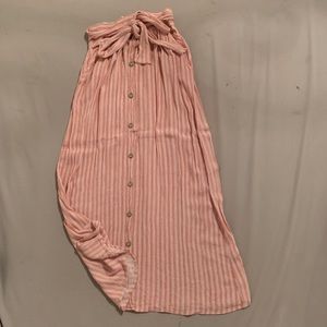 FOREVER 21 PINK WHITE STRIPED MAXI SKIRT